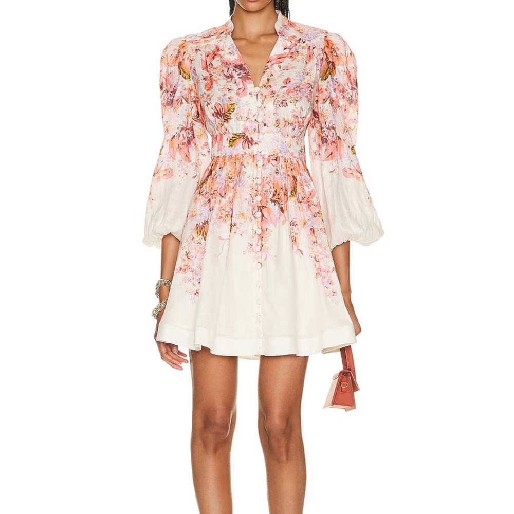 Zimmerman NWT Devi Floral Plunge Mini Dress